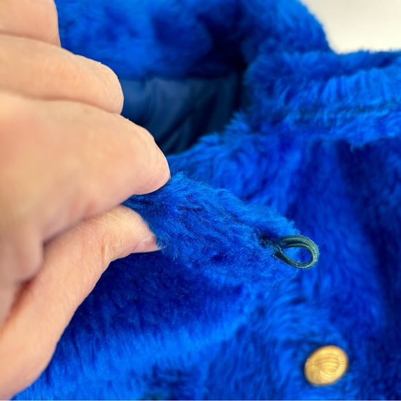 Vintage Sears Winter Faux Fur Coat Blue Child's Kid's Size 3 MISSING One Button - Picture 10 of 16